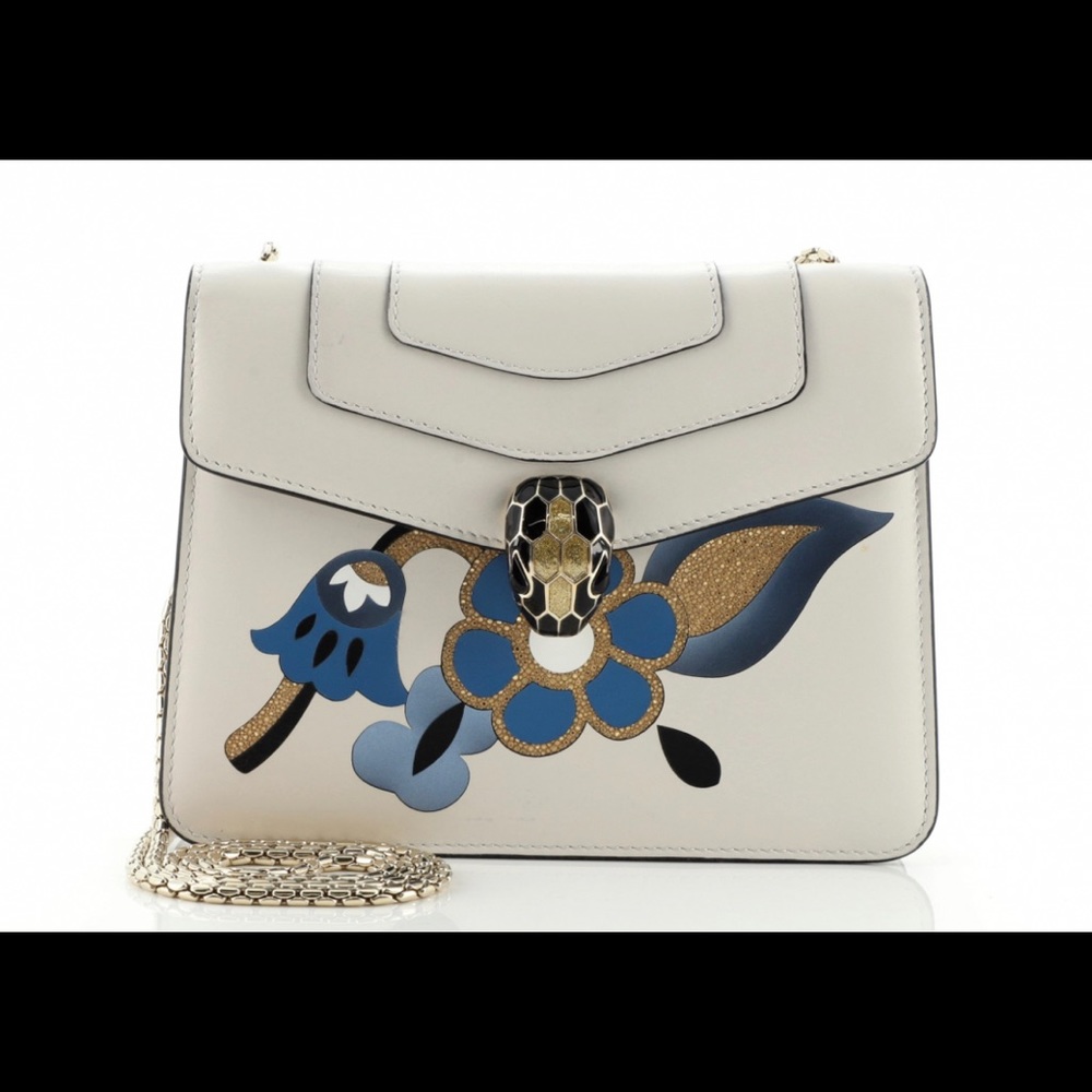 Bvlgari Serpenti Forever Ivory / Blue Flowers Bag